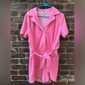 Juicy By Juicy Couture Pink Terrycloth Romper Size L